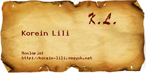 Korein Lili névjegykártya